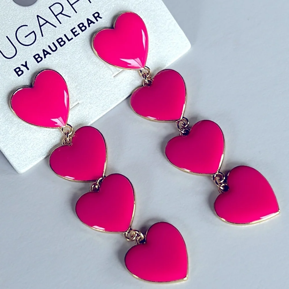 Sugar fix by Baublebar hot pink heart dangle drop earrings